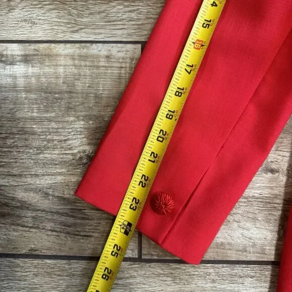 Vintage Red Embroidered Skirt Suit Sz 18 Lined - Picture 12 of 16